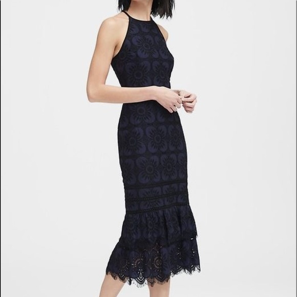 banana republic navy lace dress